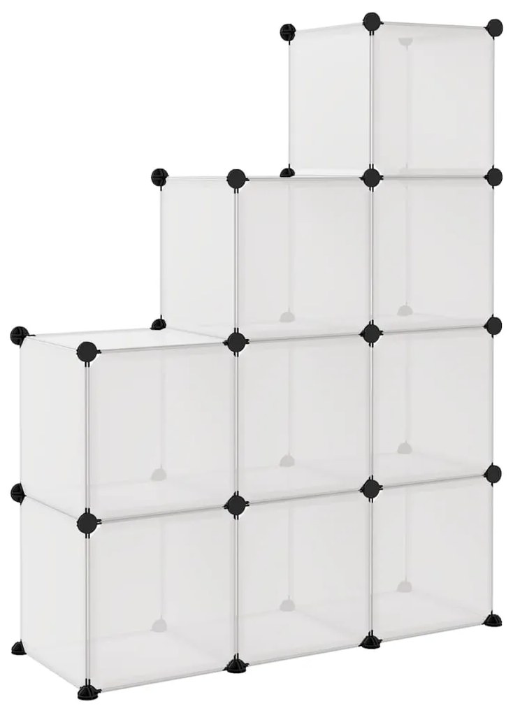 Organizador de arrumação com 9 cubos PP transparente