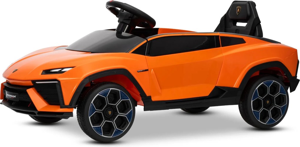 Carro elétrico para crianças Lamborghini Lanzador 12V com licença, bateria de lítio, luzes LED, controle remoto Laranja