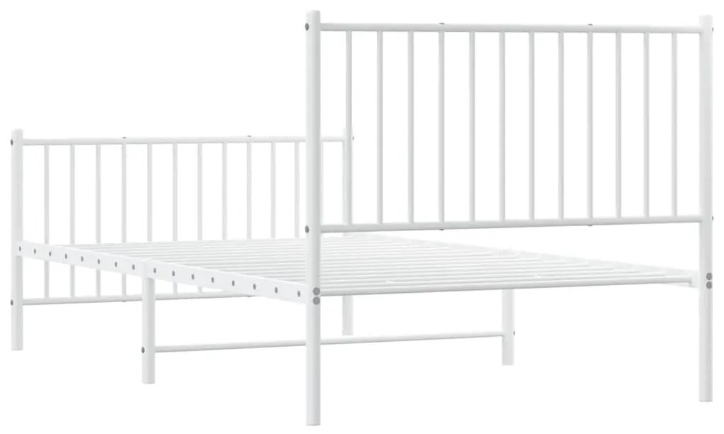 Estrutura de cama com cabeceira e pés 100x190 cm metal branco