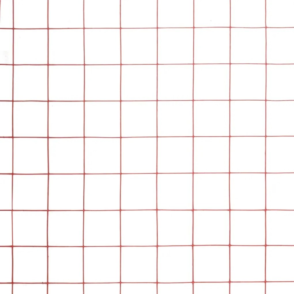 Cerca arame galinheiro 10x0,5m aço c/ revestimento PVC vermelho