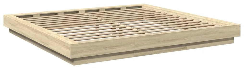 Estrutura cama c/ luzes LED derivados madeira carvalho sonoma
