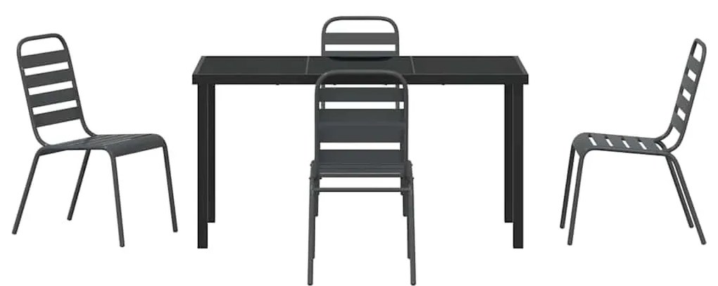 Conjunto de Jantar de Jardim com 5 Peças , Cinza Escuro, Aço