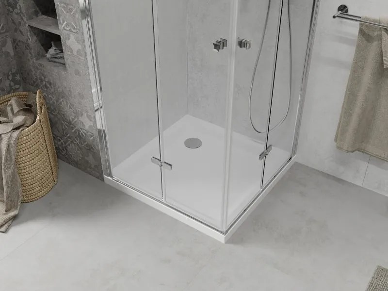 Mexen Lima Duo cabine de duche dobrável 90 x 90 cm, transparente, cromado + base de duche Flat - 856-090-090-01-02-4010