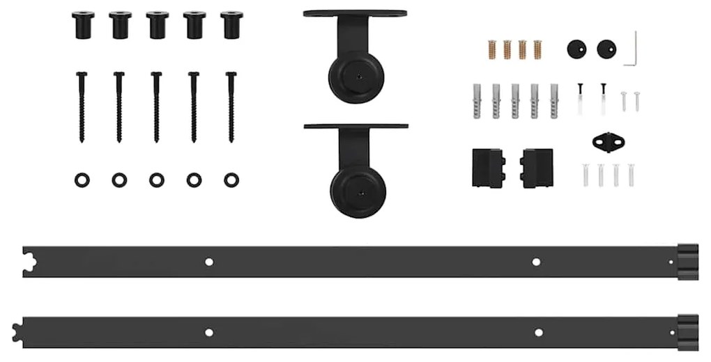 Kit de ferragens para porta deslizante 213,5 cm aço preto