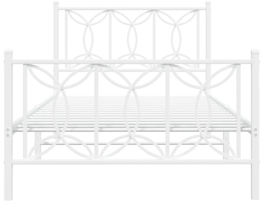 Estrutura de cama com cabeceira e pés 107x203 cm metal branco