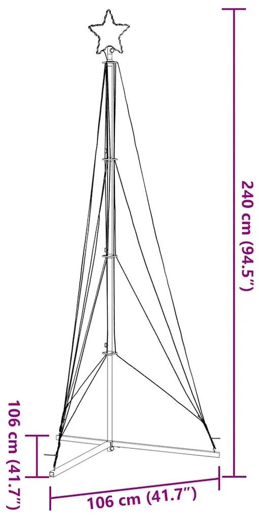 LED Árvore de Natal 483 LEDs Branco Quente 240 cm