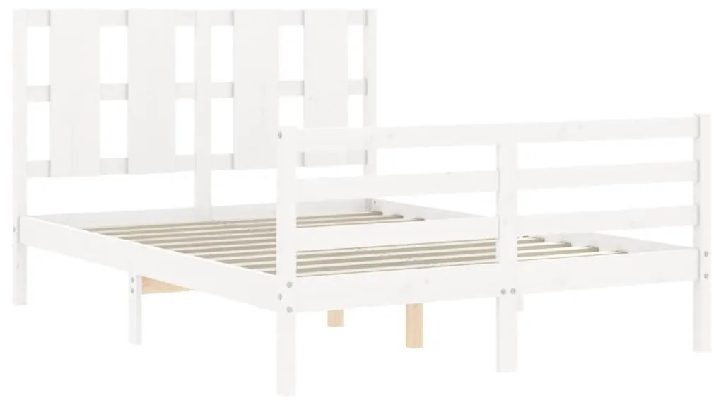 Estrutura de cama com cabeceira 140x200cm madeira maciça branco