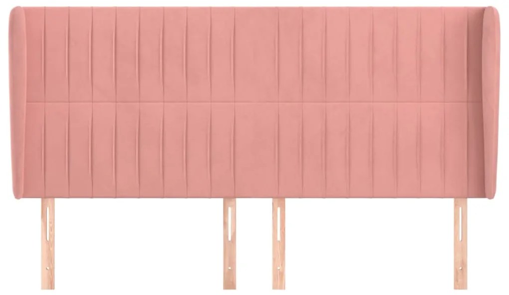 Cabeceira cama c/ abas veludo 183x23x118/128 cm rosa