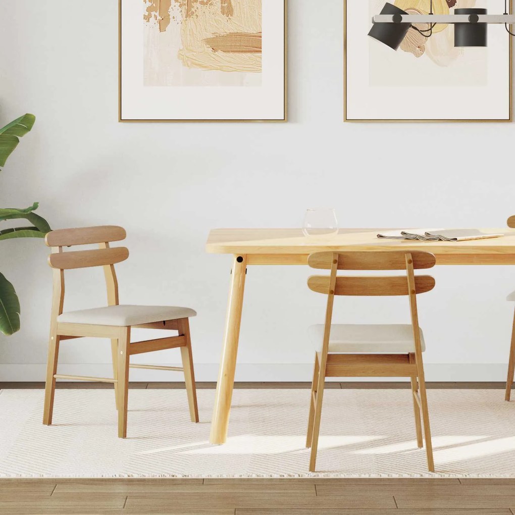 vidaXL Cadeira de jantar 2 pcs Natural e claro