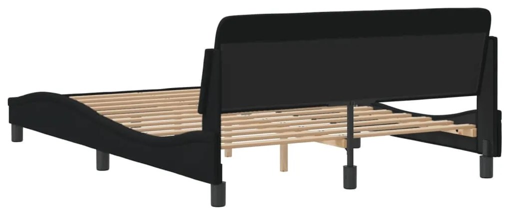 Estrutura de cama sem colchão 140x190 cm tecido preto