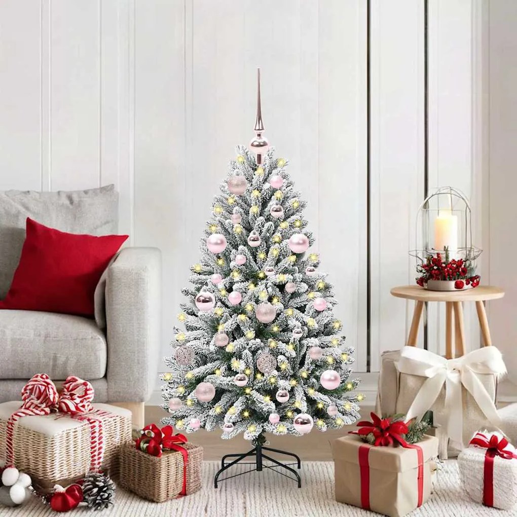 vidaXL Árvore de Natal Artificial Verde e Branco 120 cm PVC e Metal