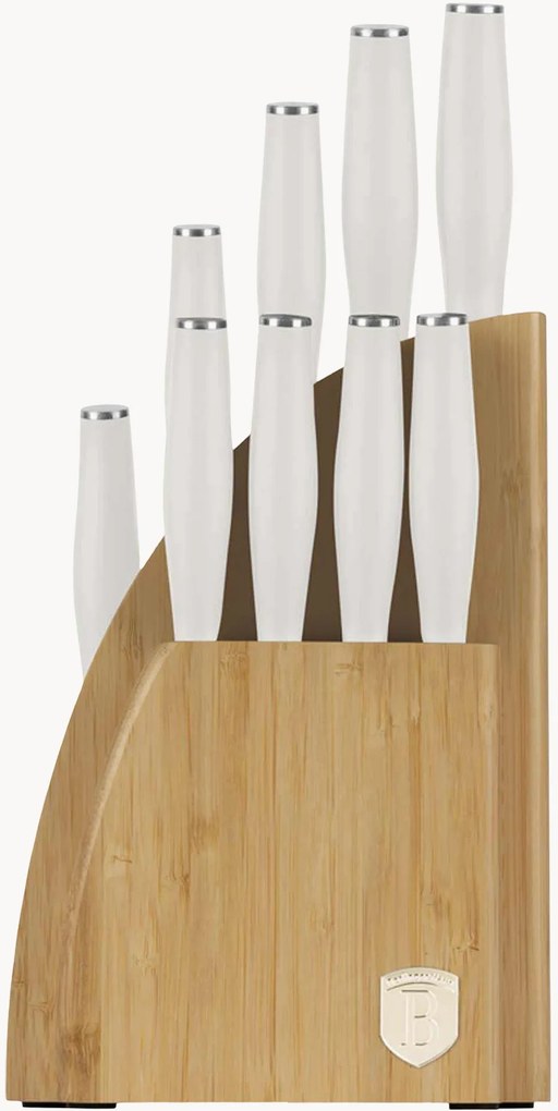 Facas de cozinha com suporte em madeira de bambu Sahara, conjunto de 10