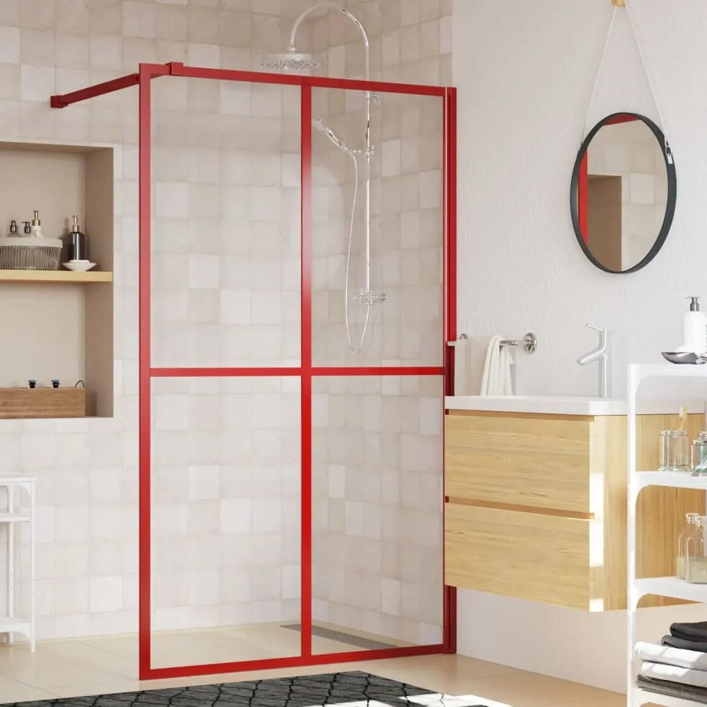 Divisória de chuveiro 140x195cm vidro transparente ESG vermelho