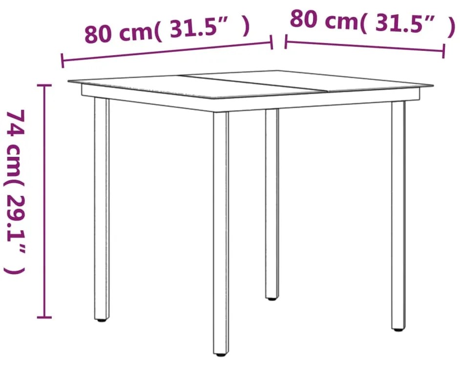 3 pcs conjunto de jantar para jardim com almofadões preto