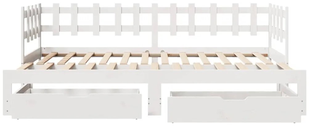 Sofá-cama com gavetão e gavetas sem colchão 80x200 cm branco