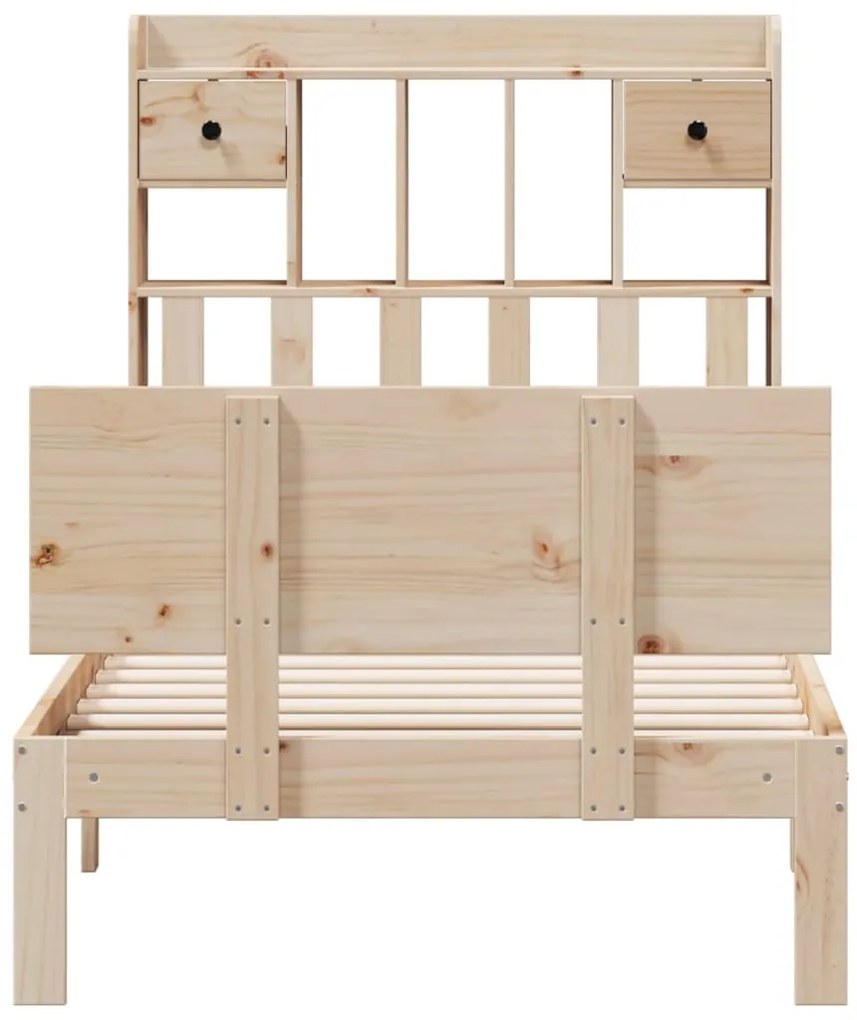 Cama com estante sem colchão 75x190 cm pinho maciço