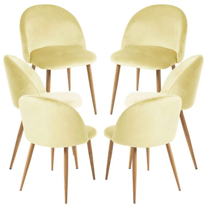 Pack 6 Cadeiras Vint Veludo - Amarelo dourado
