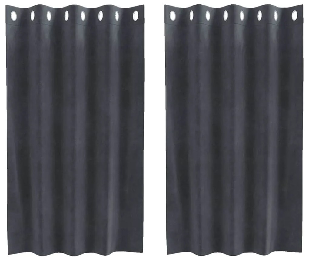 Cortinas Blackout com Ilhós 2 pcs Veludo Cinza Claro