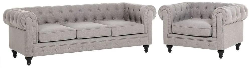 Conjunto de sofás de 4 lugares cinzento claro CHESTERFIELD Beliani