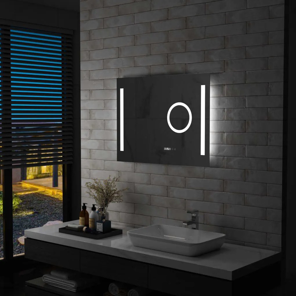 144742 vidaXL Espelho de parede LED c/ sensor tátil casa de banho 80x60 cm
