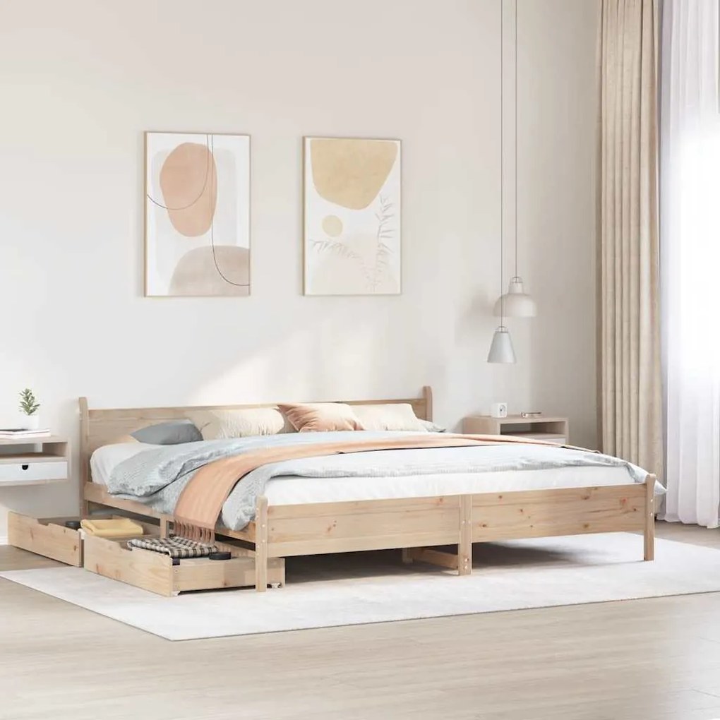 vidaXL Cama sem colchão 180x200 cm madeira de pinho maciça