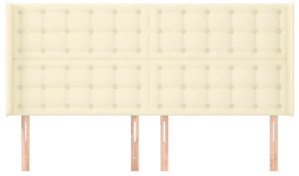 Cabeceira cama c/ abas couro artificial 163x16x118/128 cm creme