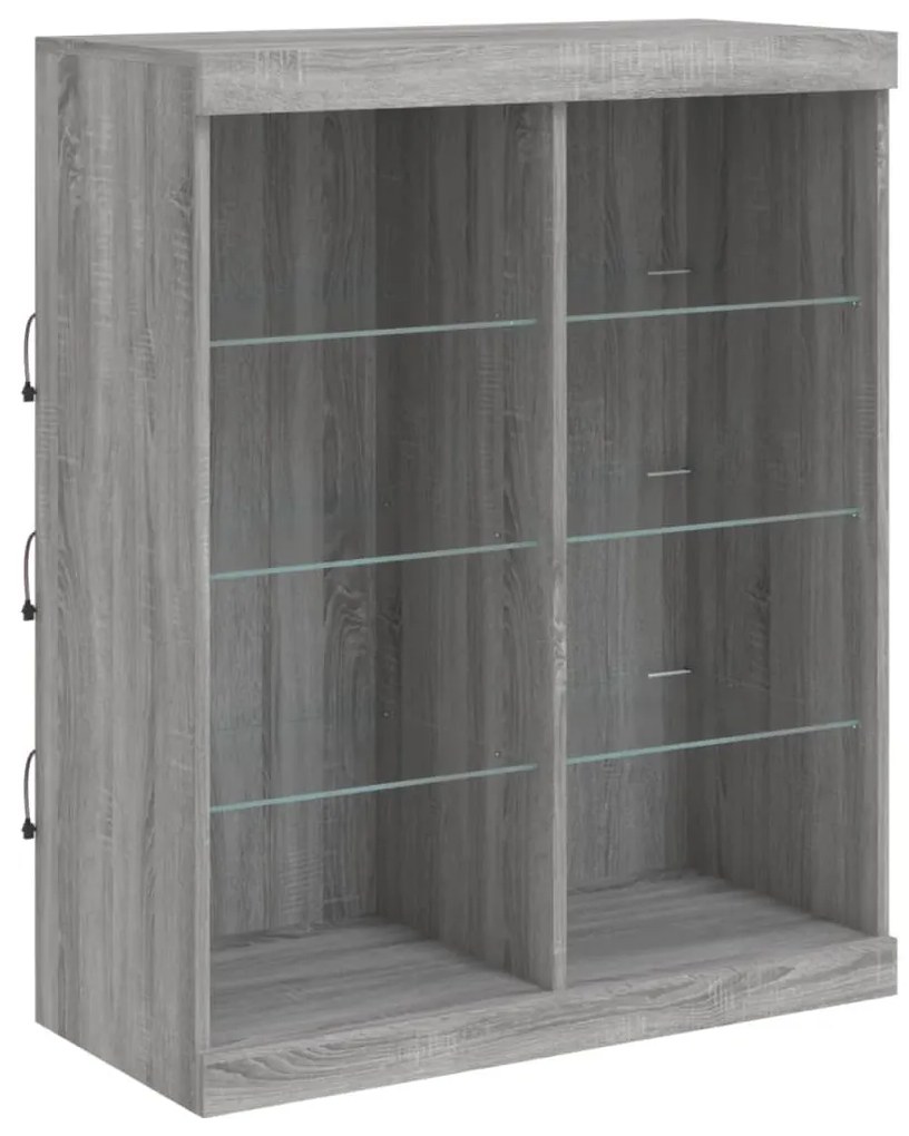 Aparador com luzes LED 81x37x100 cm cinzento sonoma