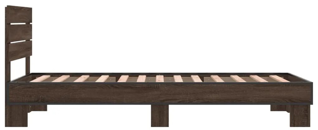 Estrutura de cama derivados de madeira/metal carvalho castanho