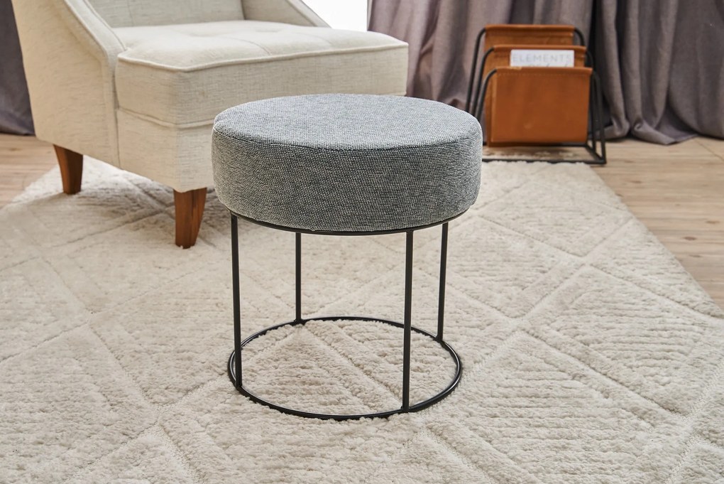 Pouffe Moon Steel Gabbana – Cinza e Preto – 40x42x40 cm
