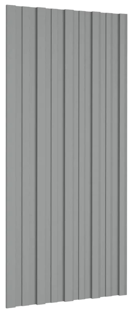 Painéis de telhado 12 pcs 100x45 cm aço galvanizado cinzento