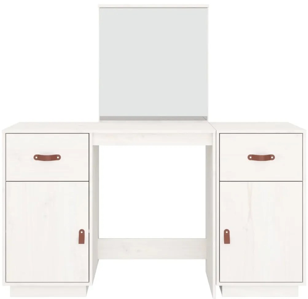 Conjunto de toucador com espelho pinho maciço branco