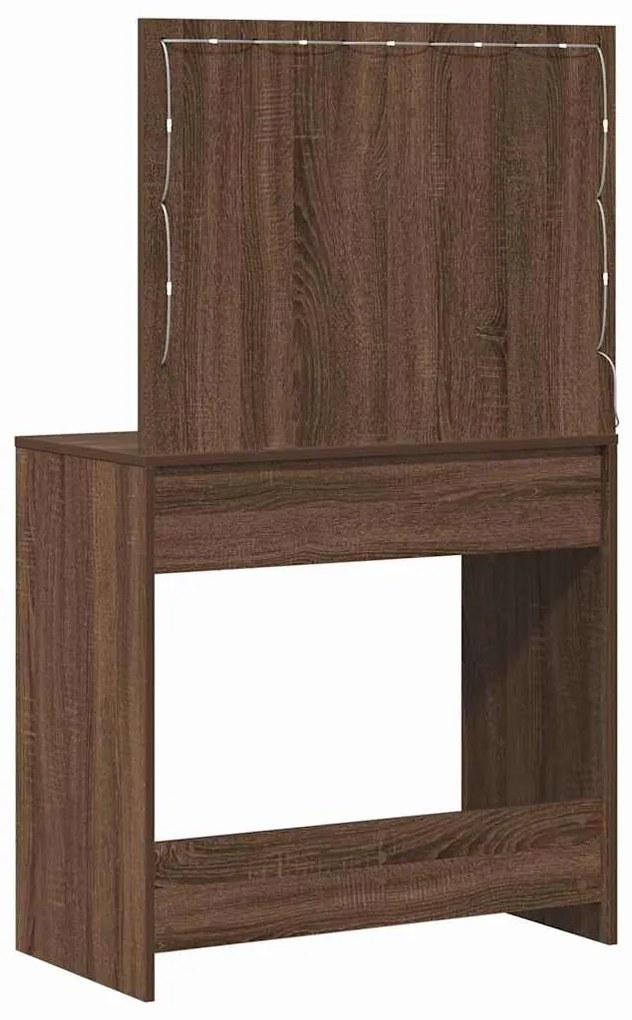 Mesa de Maquiagem vidaXL com Luzes LED Castanho Carvalho 78,5x41x135 c