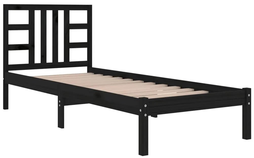 Estrutura cama pequena solteiro 75x190 cm madeira maciça preto