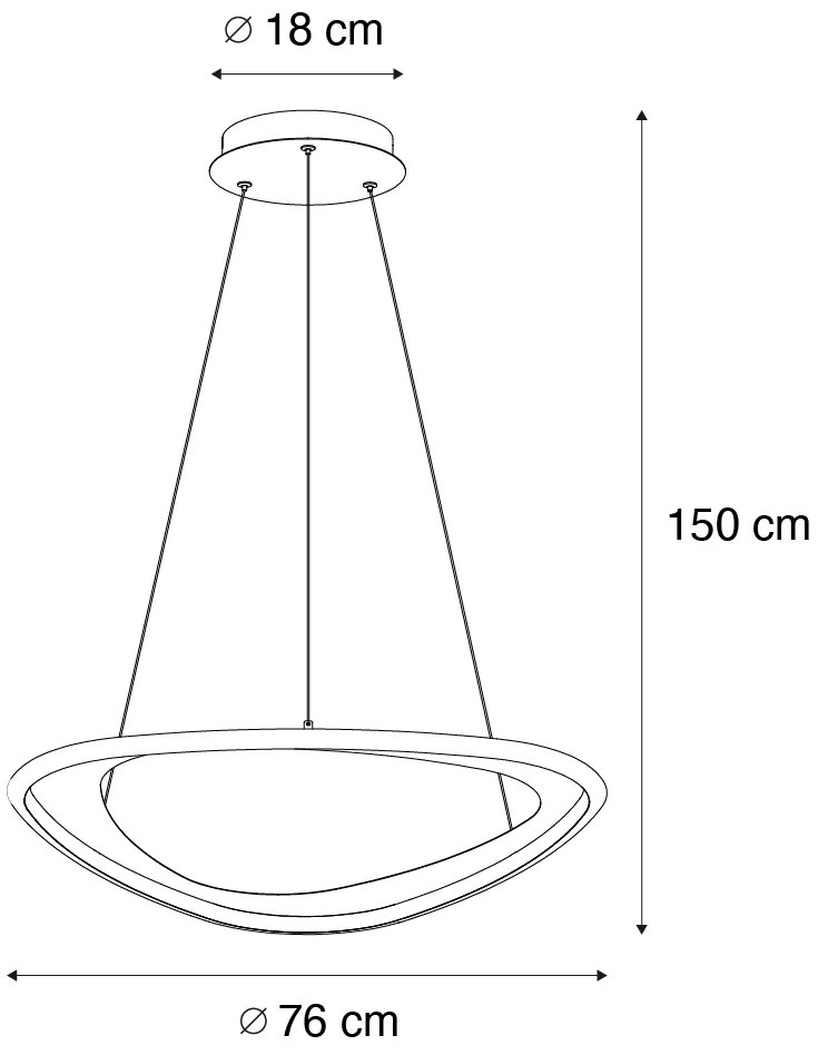 LED Candeeiro suspenso de design dourado com regulação de intensidade de 3 níveis - Organico Design