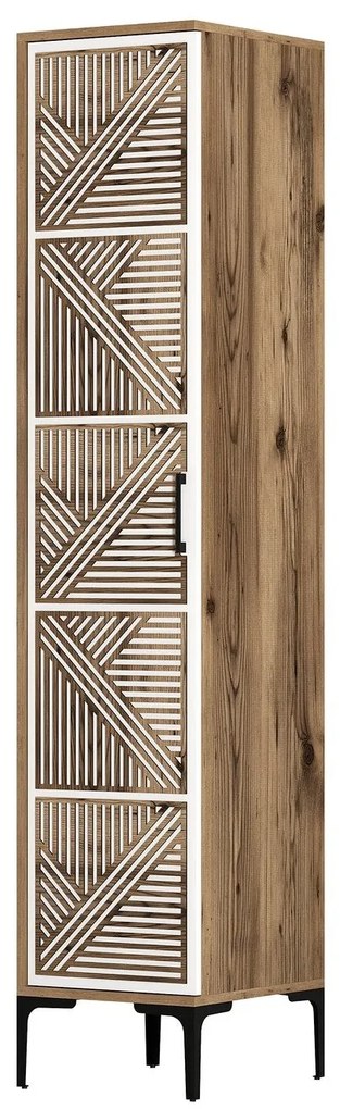 Roupeiro Kumsal P – Nogueira e Branco – 40 cm x 47,5 cm x 201,4 cm