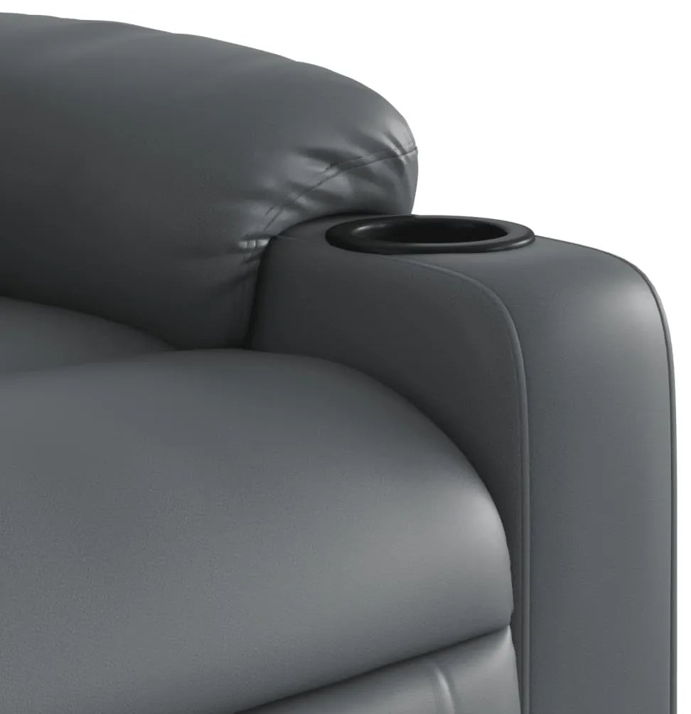 Poltrona de massagens reclinável couro artificial cinzento