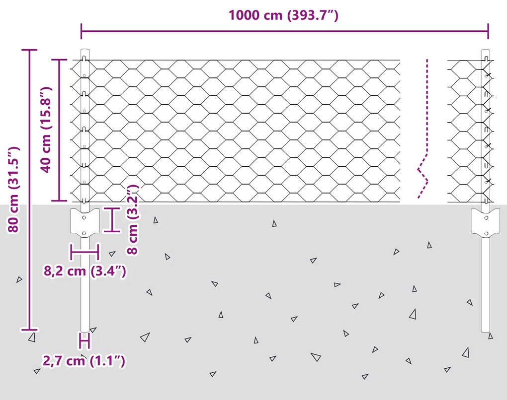 Postes de Cerca vidaXL 5 pcs U-Channel Cinza 40 cm Aço