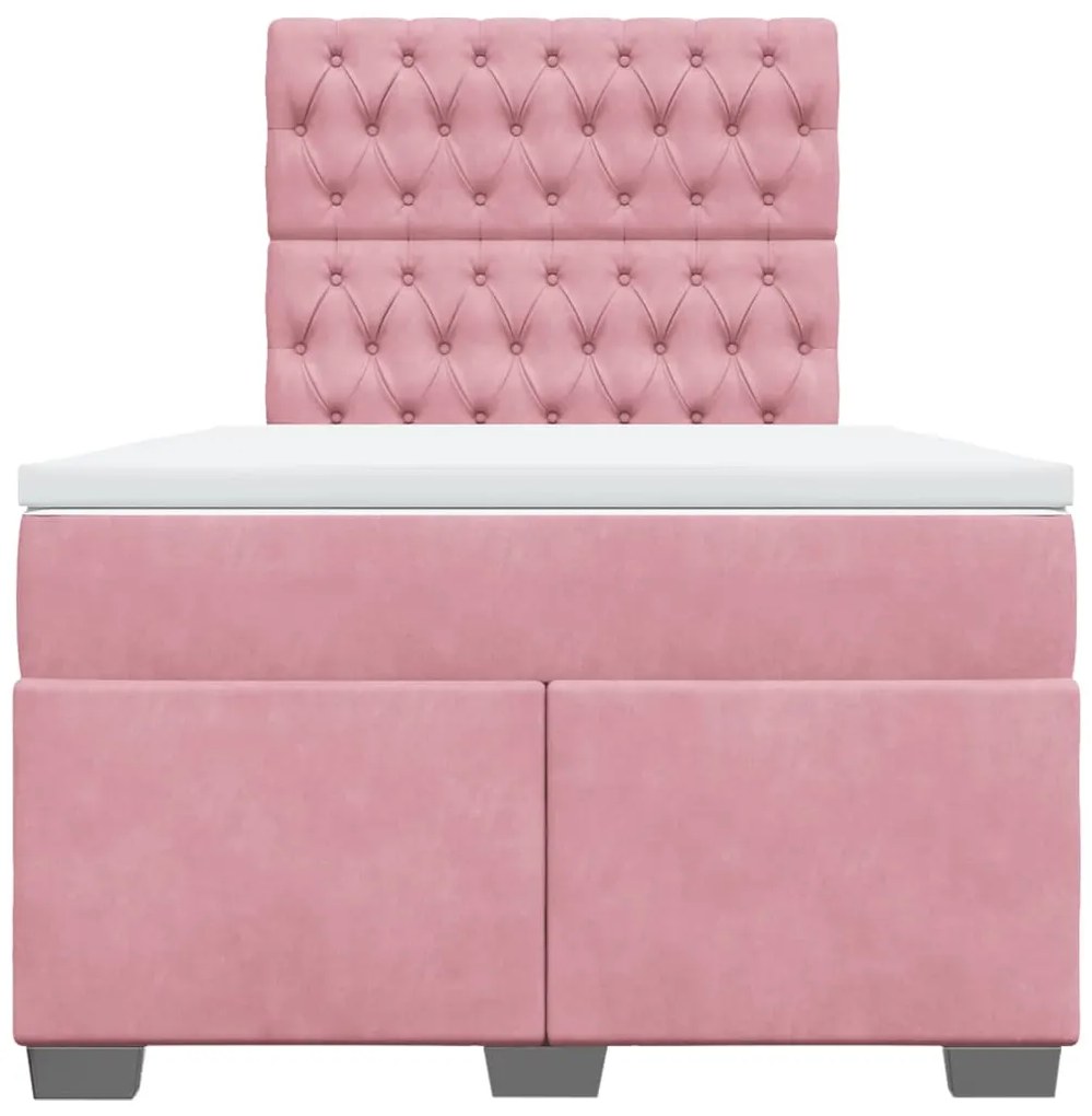 Cama boxspring com colchão 120x190 cm veludo rosa