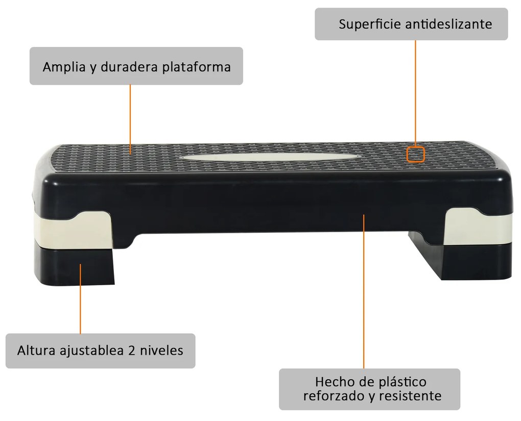 ® Plataforma Step para Desporto com Altura Regulável a 2 níveis de carga 150 KG