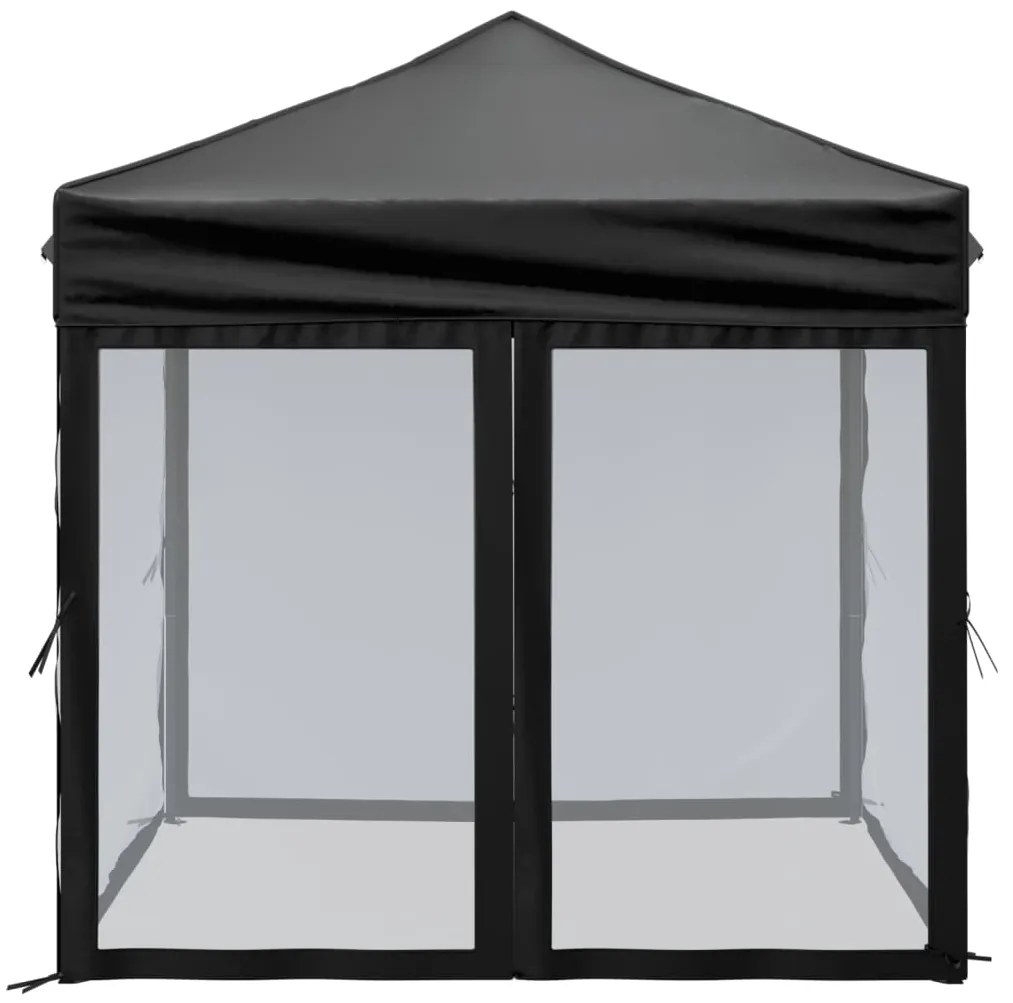 Tenda para festas dobrável com paredes laterais 2x2 m preto
