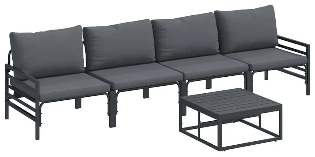 Conjunto de Sofá de Jardim 5 pcs Antracite Aço
