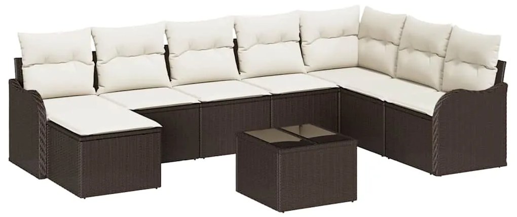 Conjunto de Sofá de Jardim com 8 Peças e Almofadas Cinza feito de Poli