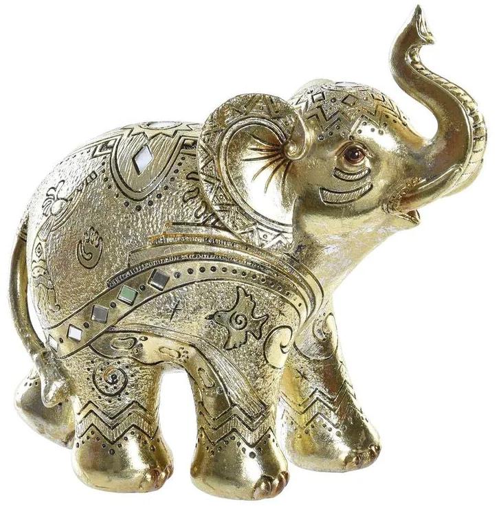 Figura Decorativa DKD Home Decor Elefante Dourado Resina (19 x 8 x 18 cm)