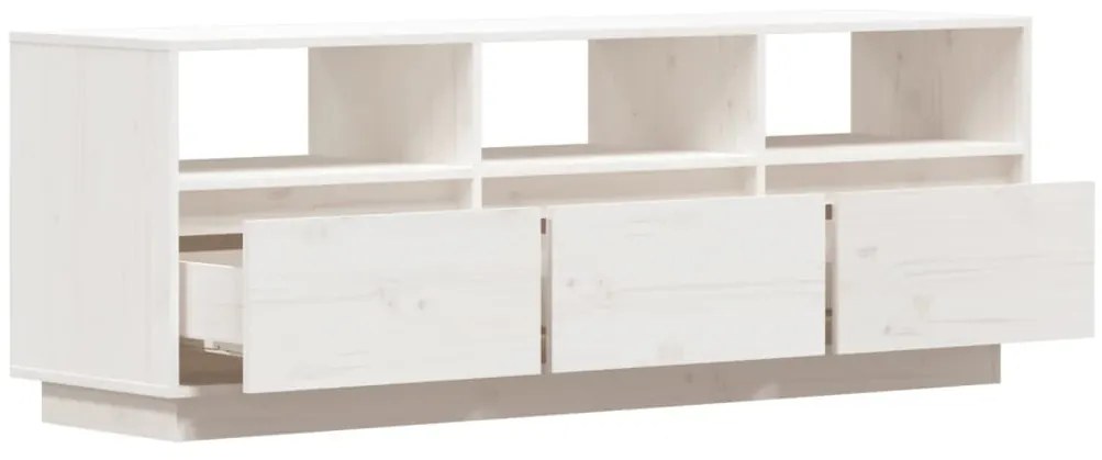 Móvel de TV 140x37x50 cm madeira de pinho maciça branco