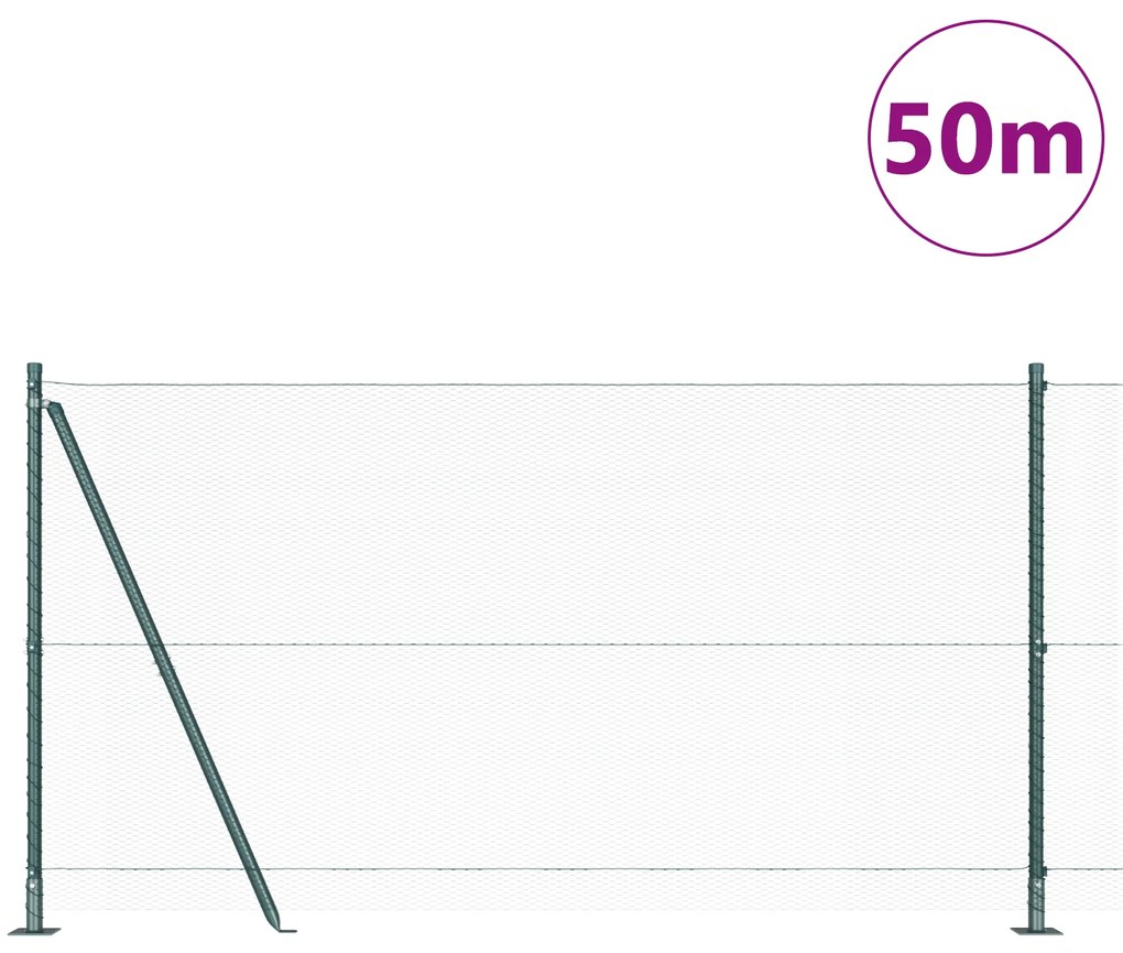 Cerca Hexagonal Verde vidaXL 1,2x50 m de Aço