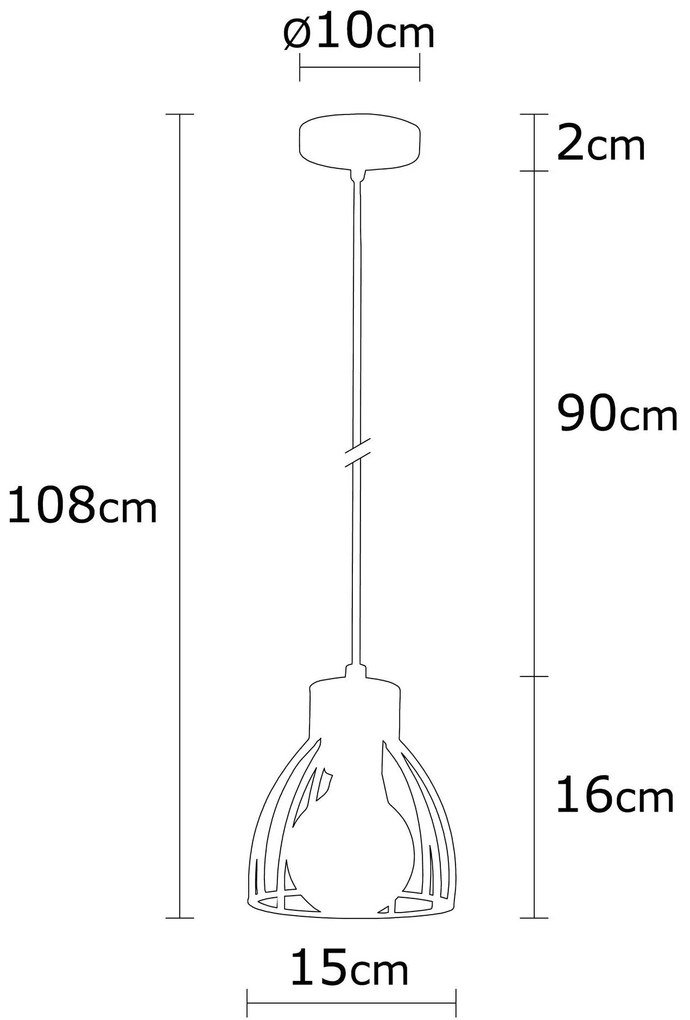 Chandelier Kemah – Preto – Diâmetro 15 cm, Altura 108 cm