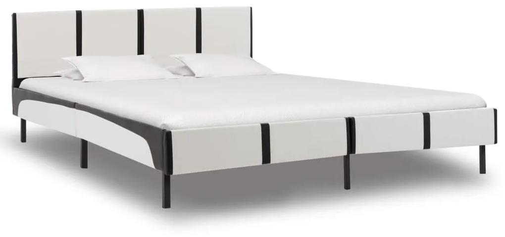 280410 vidaXL Estrutura de cama 180x200 cm couro artificial preto e branco