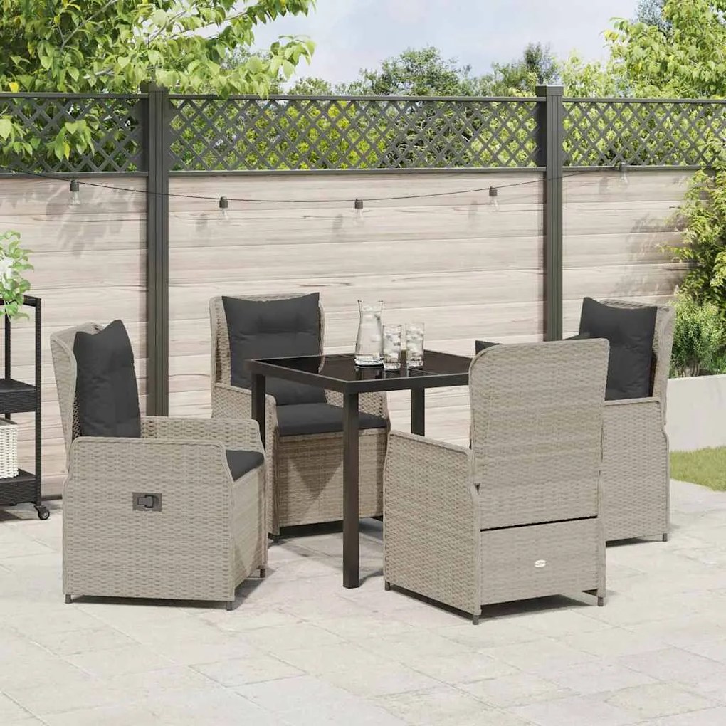 Conjunto de Jantar de Jardim 5 Peças Cinza Claro em Rattan Sintético