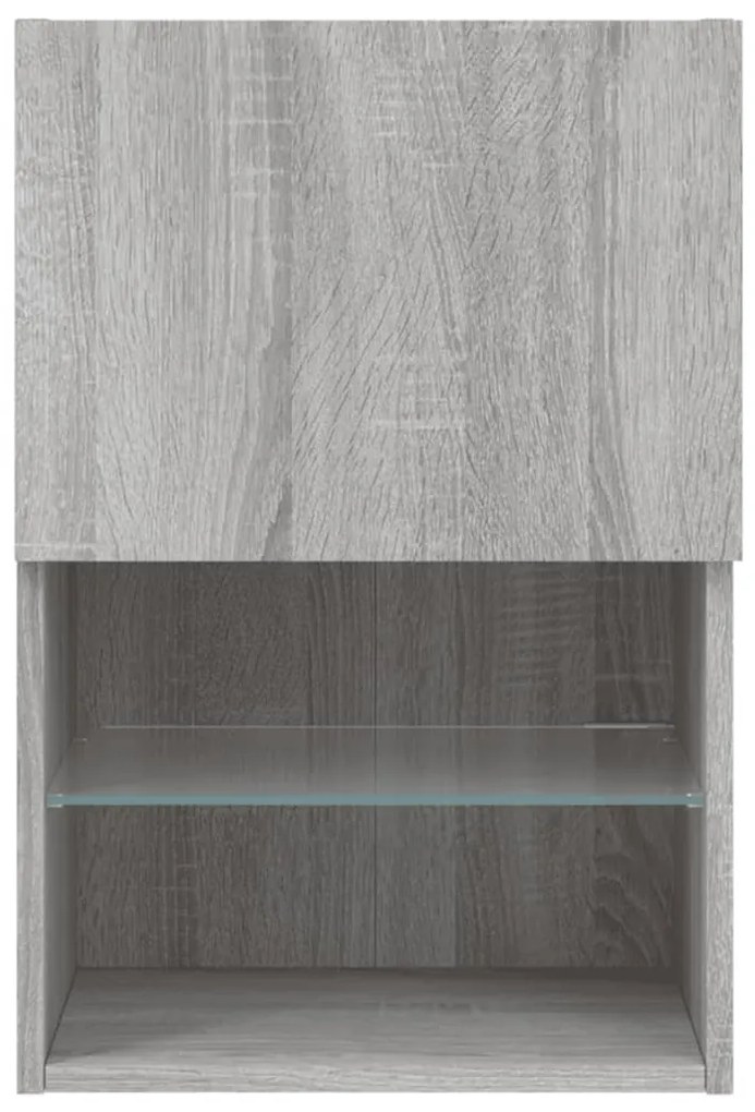 Móvel de TV com luzes LED 40,5x30x60 cm cinzento sonoma