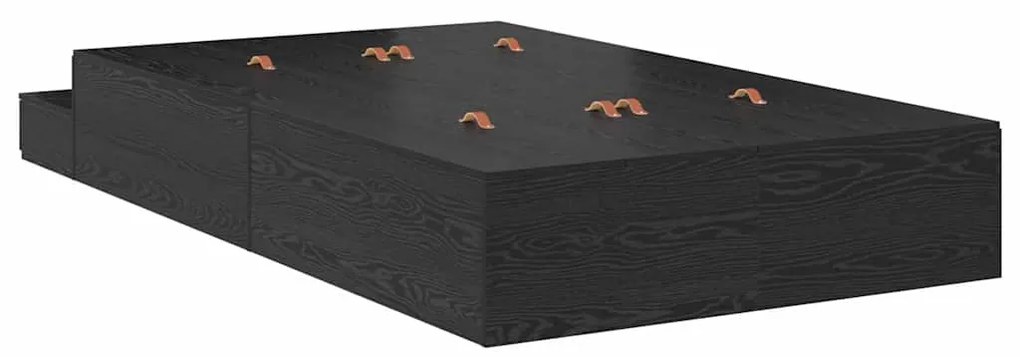 Cama de Armazenamento Preto Carvalho 120x190 cm